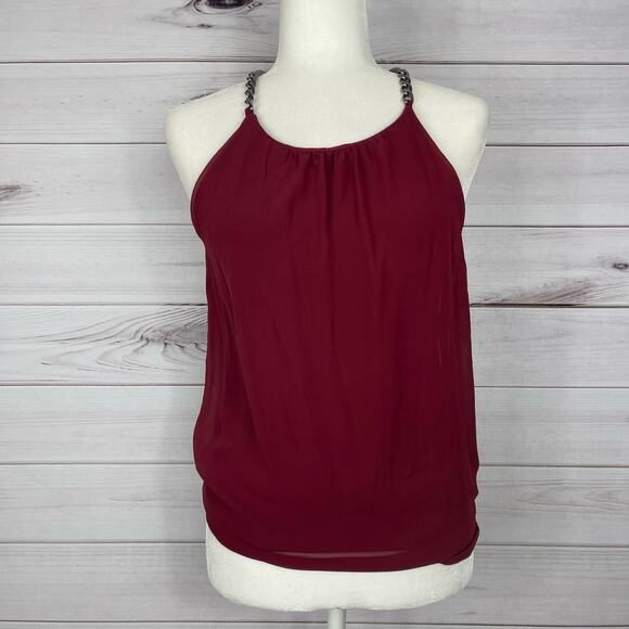 New York & Company XS Maroon Layered Blouse - Picture 1 of 5